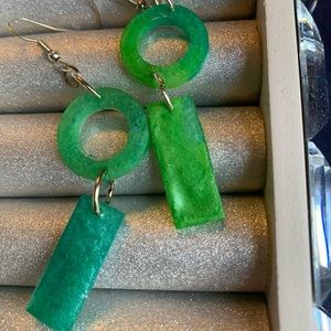 Green Resin Earrings